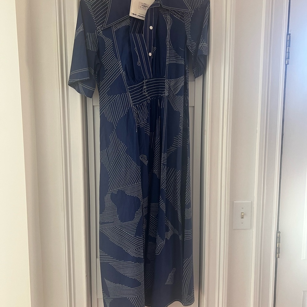 Lovebird Kantha Blue Dress